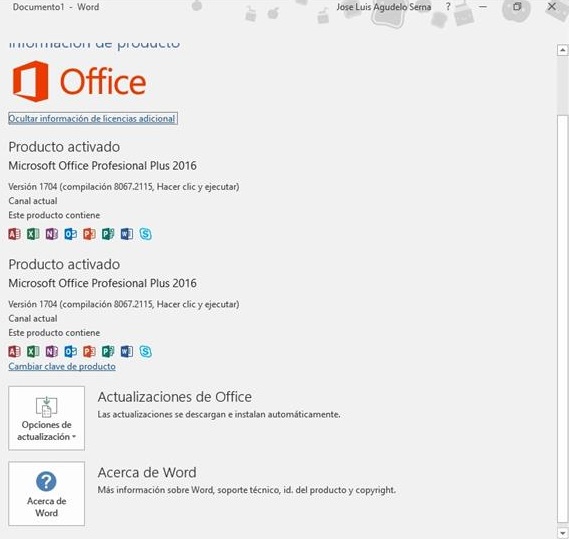 Office 2016 | Aparece activado 2 Veces - Microsoft Community
