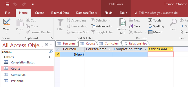 Creating a Database for Trainees - Microsoft Community