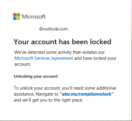 "Your Account Has Been Locked" Error Message - Microsoft Community