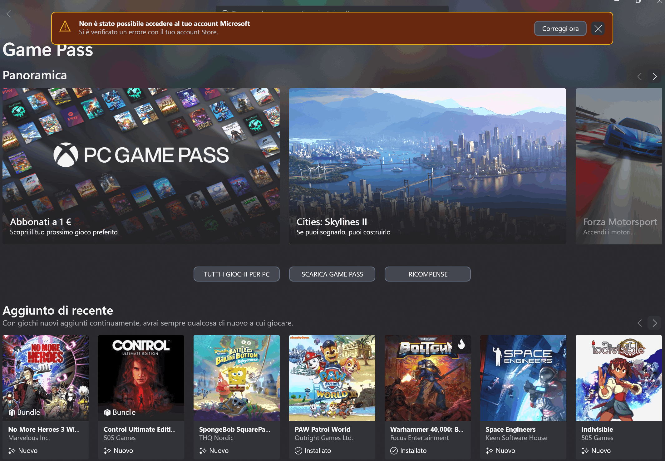 problema con applicazione gamepass per pc - Microsoft Community