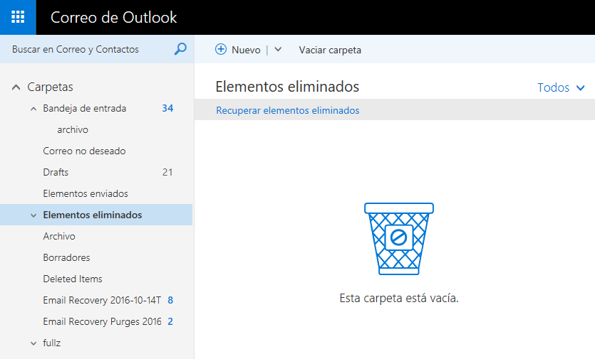 Outlook.com - Restaurar Mensajes Desde Carpeta "Elementos Eliminados ...