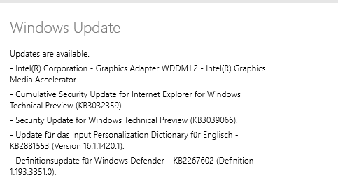 Kann die aktuelle Tech Prev. nicht installieren da es probleme mit updates von windows gibt!
