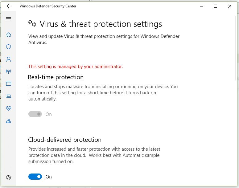 Windows Defenders - Cannot Turn On / Off Real Time Protection 