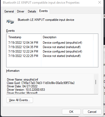 Bluetooth LE XINPUT Compatible Input Device - DRIVER ERROR - Microsoft ...