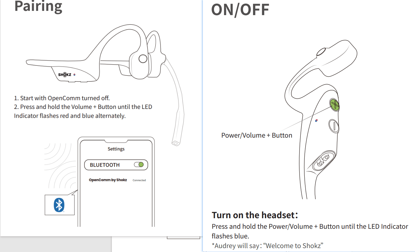 My Shokz Open Comm bluetooth headset does not show up in my