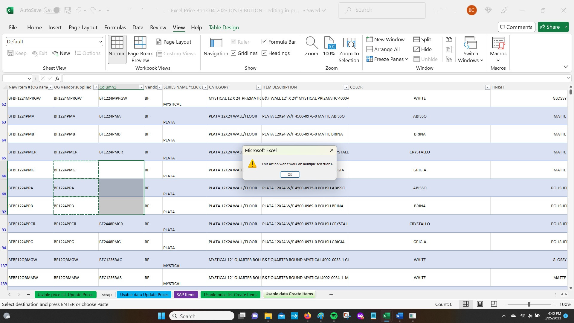 How can you copy and paste adjacent cell data from one column to