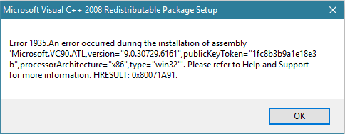 microsoft visual c++ 2008 redistributable package (x86)