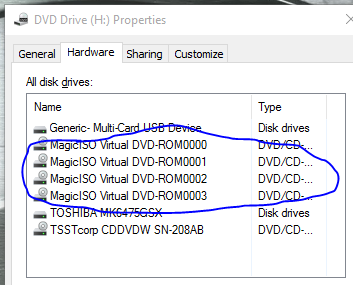 acumular Sensación Sindicato Remove MagicISO Virtual DVD-ROM on Windows 10 - Microsoft Community