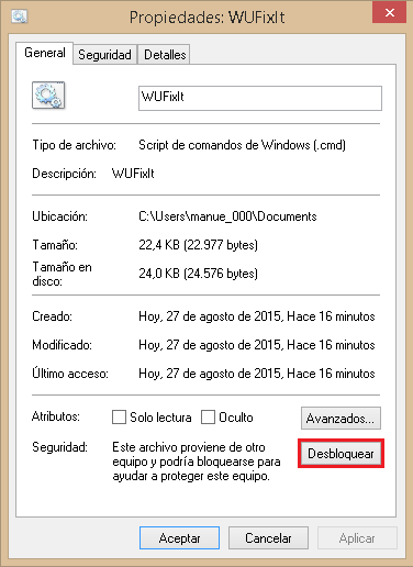 Desbloquear archivos descargados de Internet en Windows 8.1. - Microsoft  Community