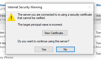 Outlook 2019 certificate verification Microsoft Community