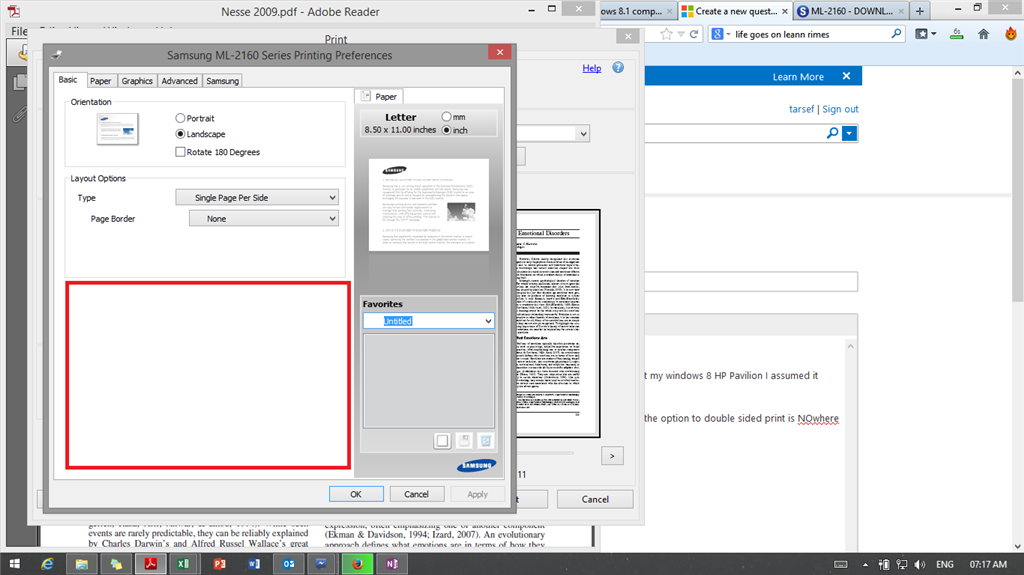 Issue With Double Sided Printing With Samsung Ml 2160 On Windows 8 Microsoft Community