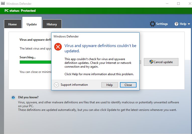 Please check your internet connection and try. Вирусы Windows Defender. Windows Defender Definition updates. Windows Defender ошибка. Windows 10 Defender Error.