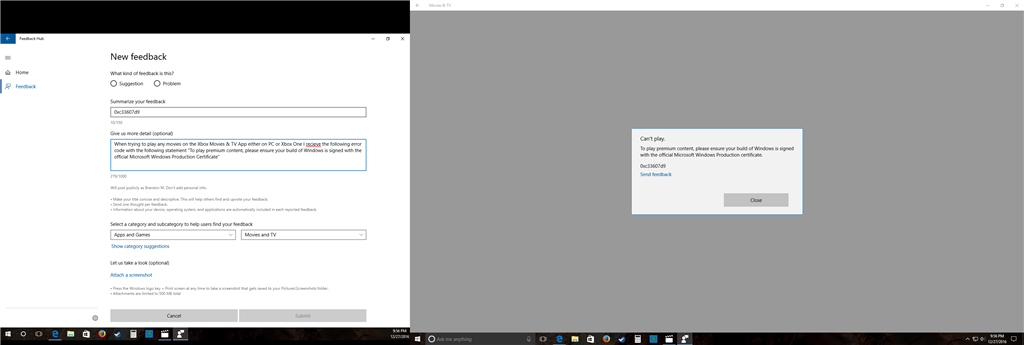 Error Code 0xcd9 Can T Play Movie Tv App Across Microsoft Community