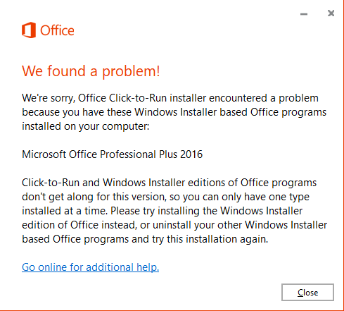 Office 16 And Office 365 Click To Run Conflict Microsoft Community