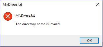 Error 267 The Directory Name Is Invalid