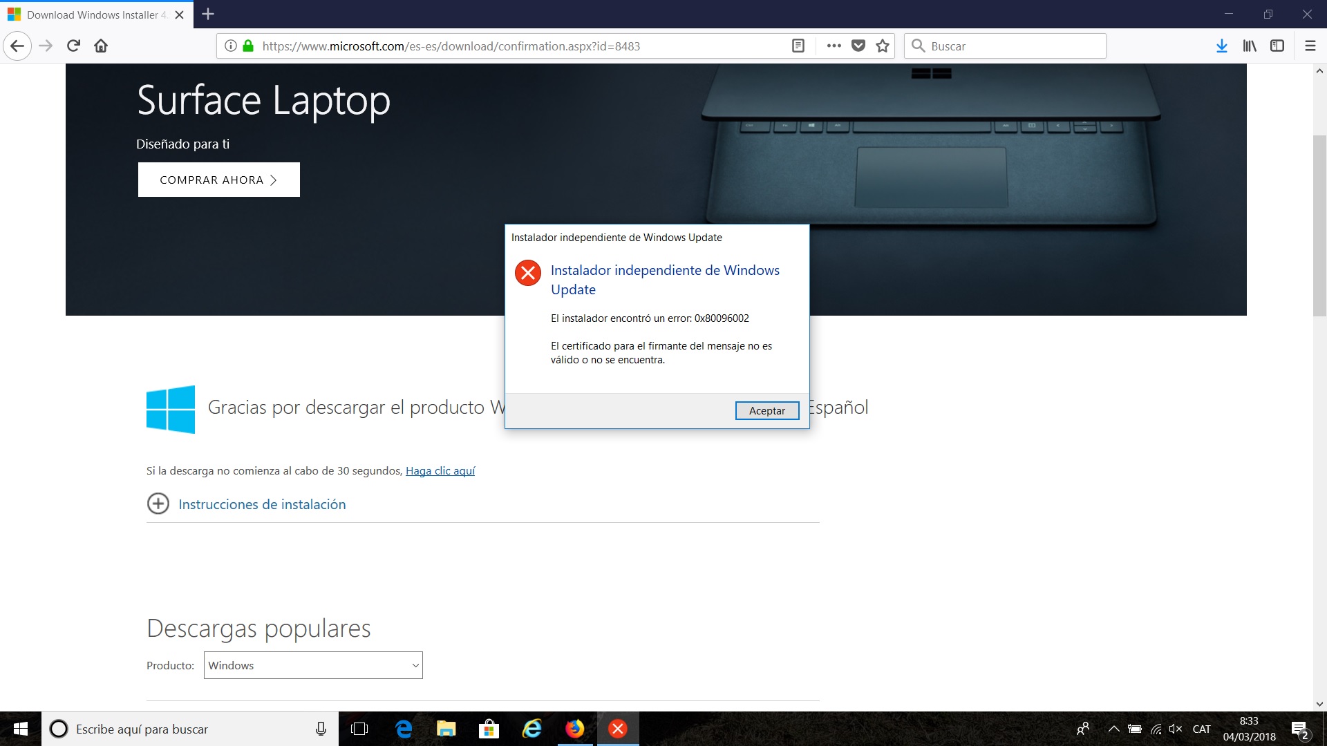 Windows 10 | El instalador encontró un error - Microsoft Community - Error Al Configurar Imagen De Cuenta Windows 10