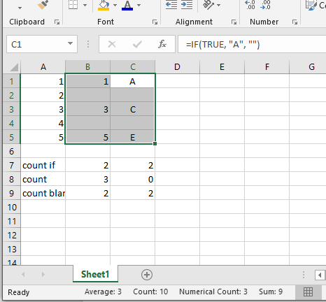 Need output formula result that the countblank function will count ...