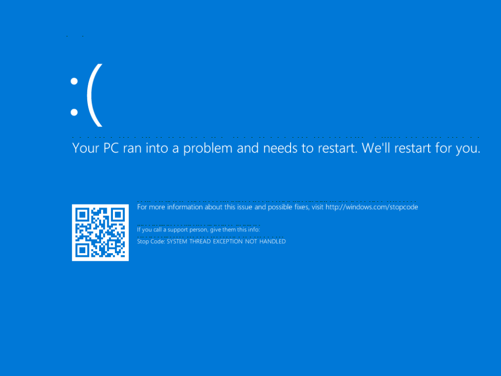 Windows 10 - Stop Code: SYSTEM THREAD EXCEPTION NOT ...