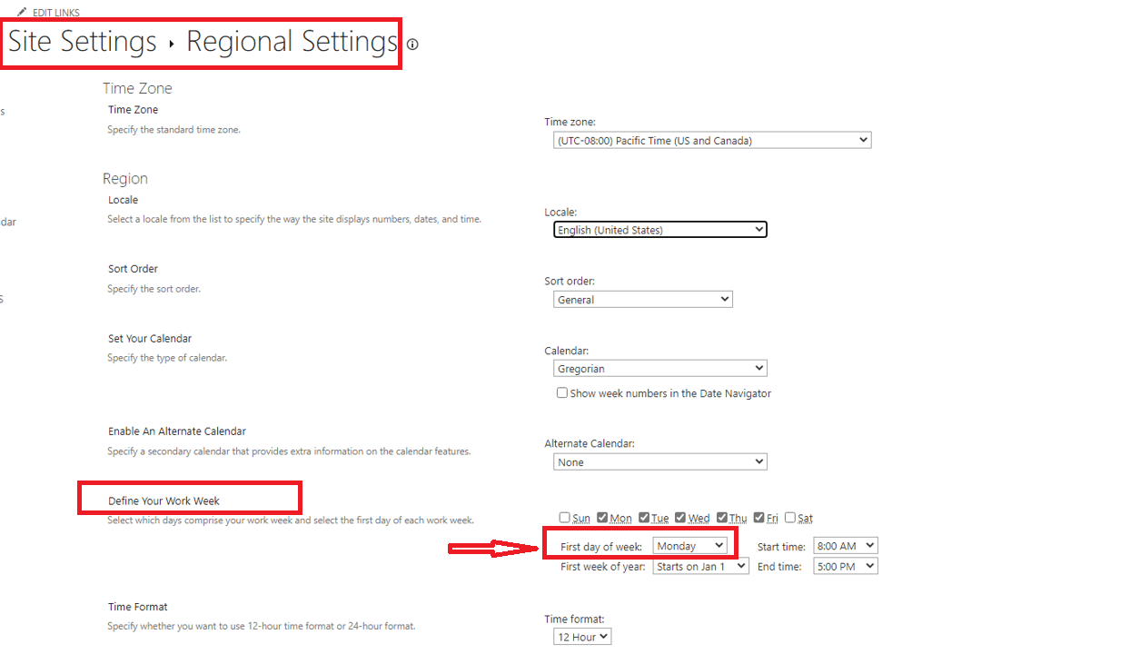 SharePoint calendar start on a Monday Microsoft Community