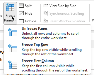 I am using Excel 365 and am unable to freeze the top row and left