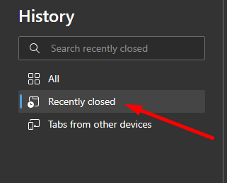 In the History tab of MS Edge how can you clear the list of