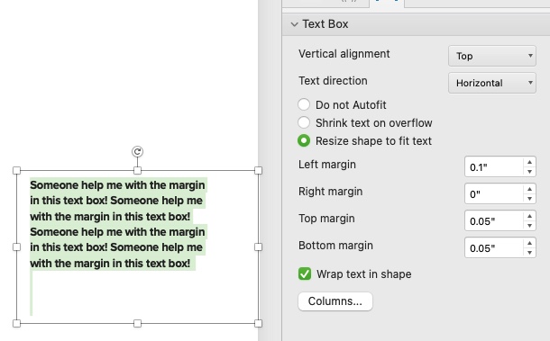 Get rid of invisible margin in text box, powerpoint. - Microsoft