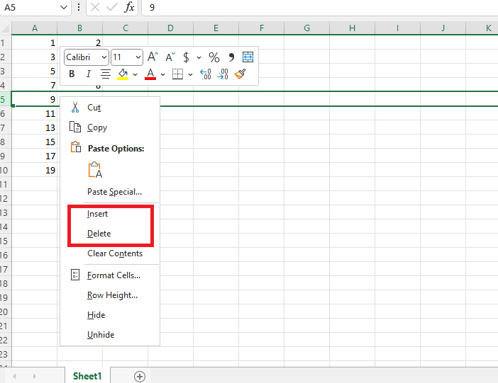 Insert and delete disappeared from my right click button in excel, how ...