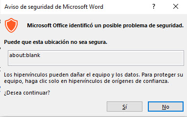 Top 38+ imagen microsoft office ha identificado un posible problema de seguridad hipervinculo