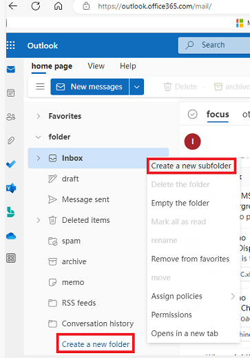 Create new deals folder in outlook