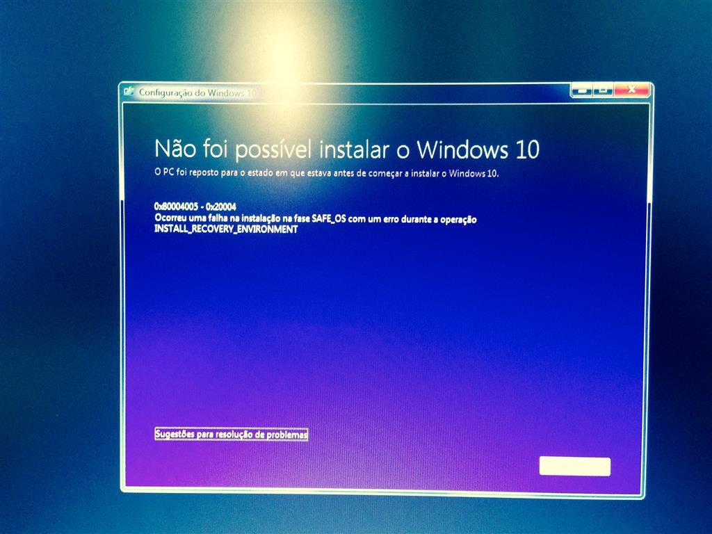 Nao Foi Possível Instalar O Windows 10 Erro 0x80004005 Microsoft Community 9173