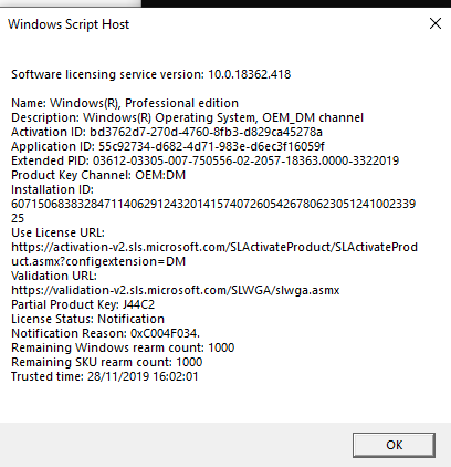 Windows 10 PRO version 1909 Activation issues - Microsoft Community