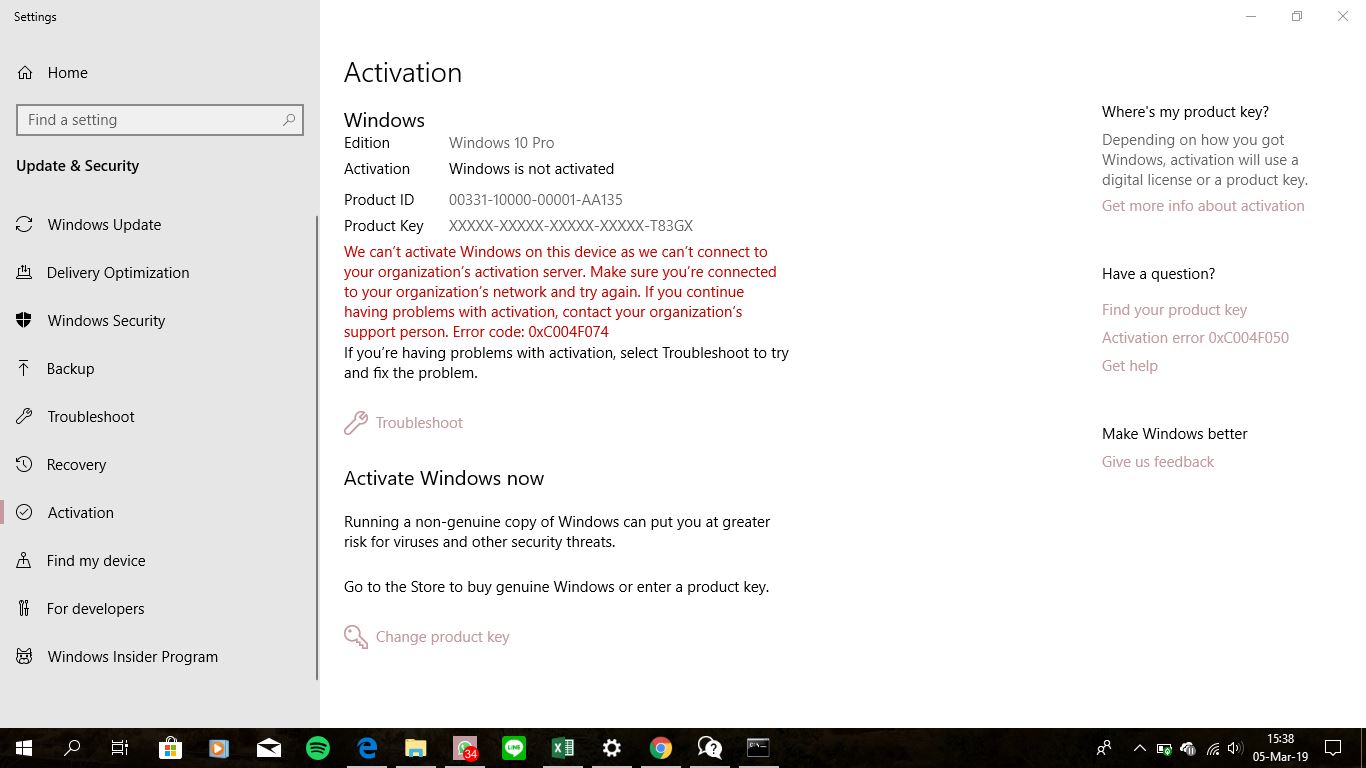 Windows 10 Activation Error (0xC004F074) - Microsoft Community