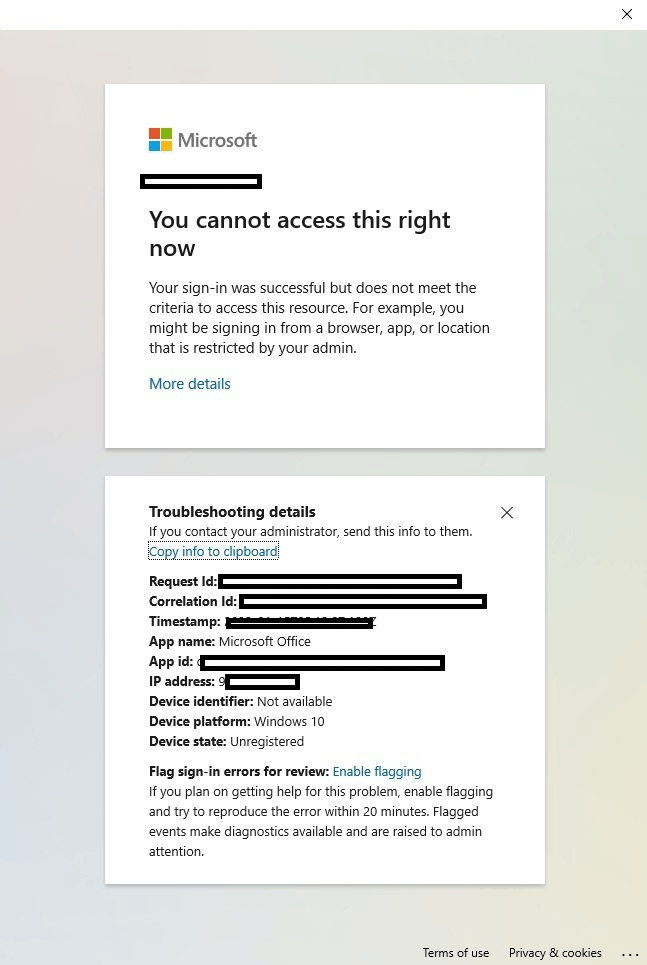 Cannot sign in using my valid Microsoft account cridentials