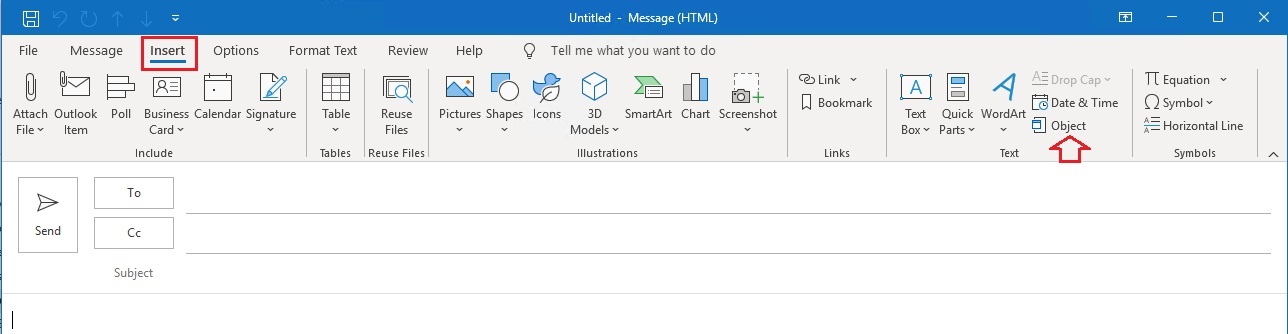 "Insert Object" Tab Missing In Outlook 365 - Microsoft Community