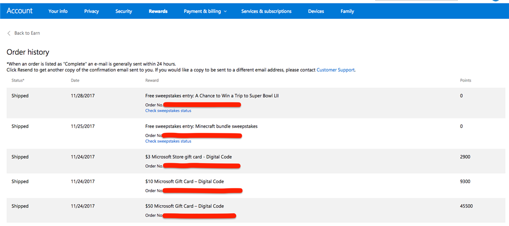 microsoft rewards points codes