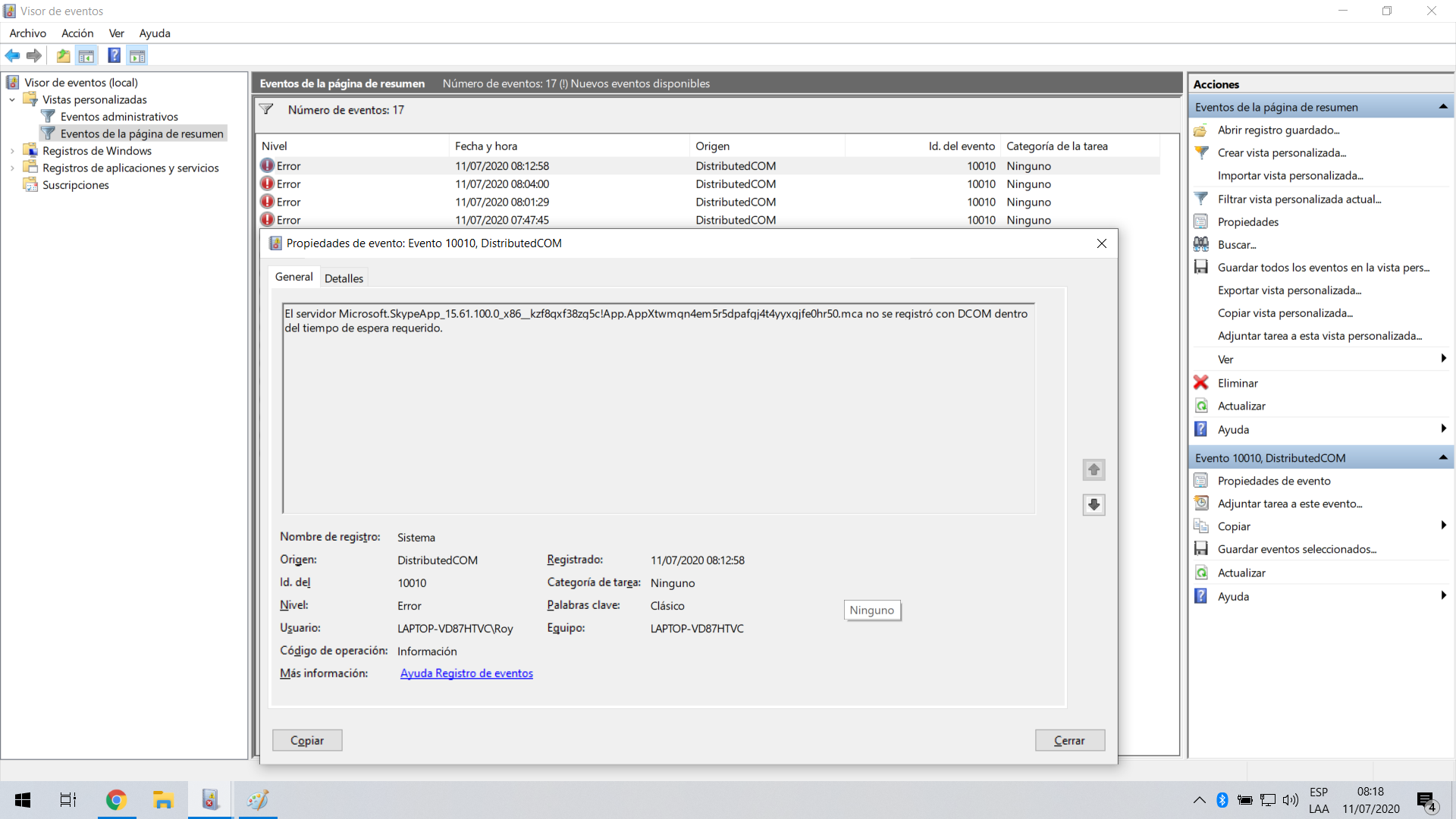 Error Distributedcom Windows 10 Microsoft Community