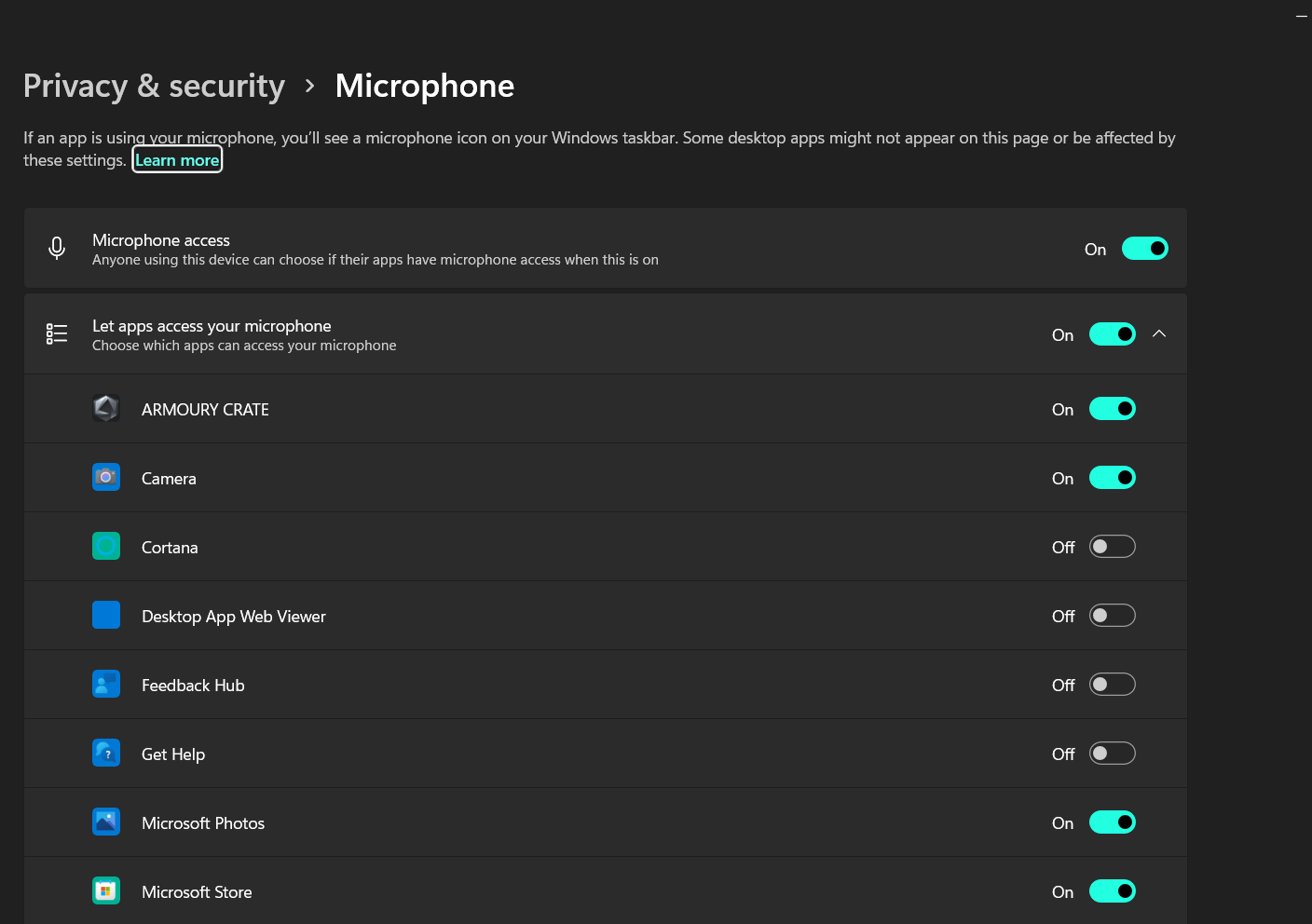How to allow microphone access to a app that doesn t appear on the microsoft community