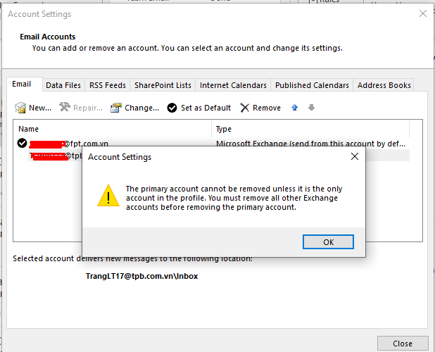 How To Remove Primary Account In Outlook 365 - Microsoft Community