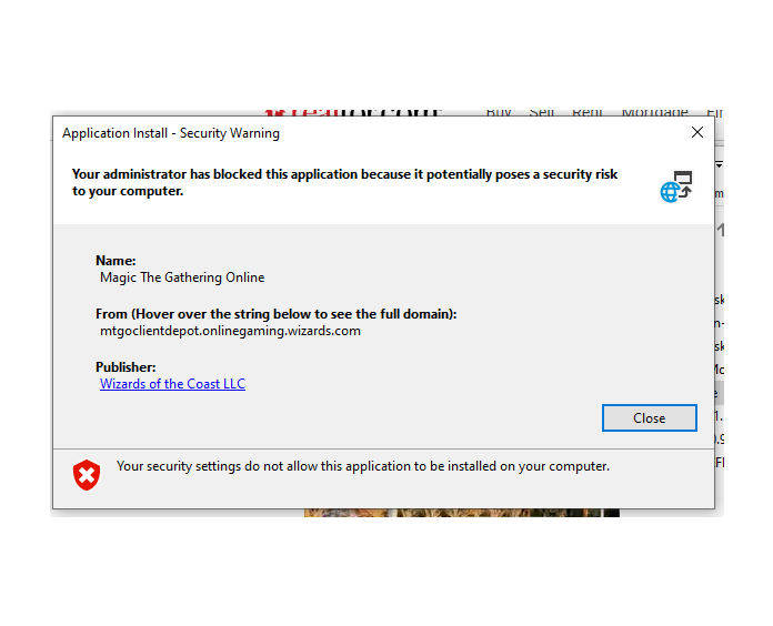 your administrator has blocked this application because it microsoft