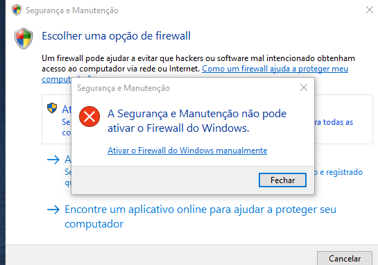 Firewall Do Windows N O Ativa A Seguran A E Manuten O N O Pode Microsoft Community