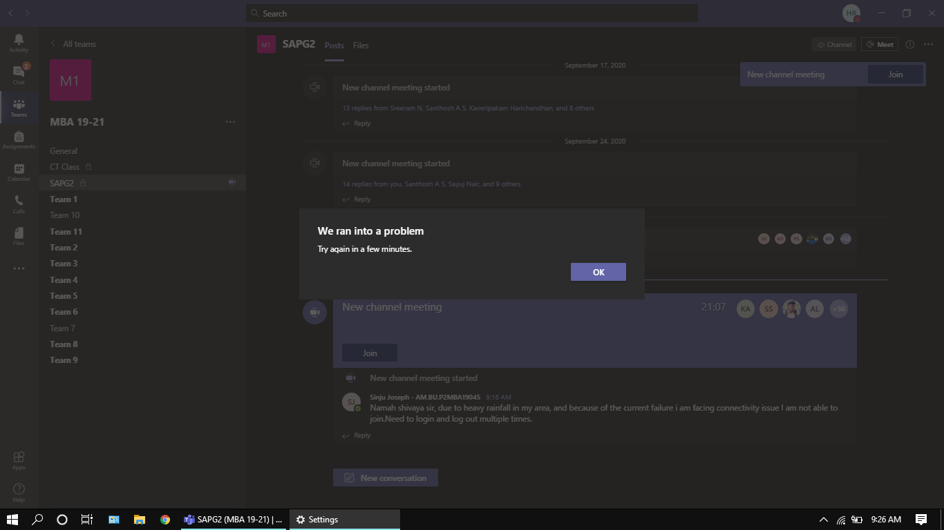 Not Able To Join Or Initiate A Meeting In Microsoft Teams - Microsoft ...
