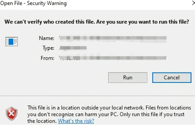 How to Turn off &ldquo;Open File - Security Warning&rdquo; message for a 