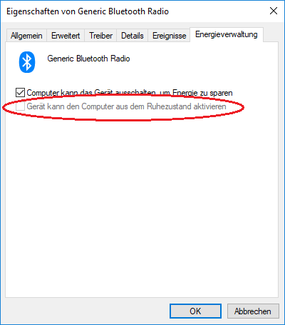 How can I enable wake abilities of a USB device in Windows 10 Professional?