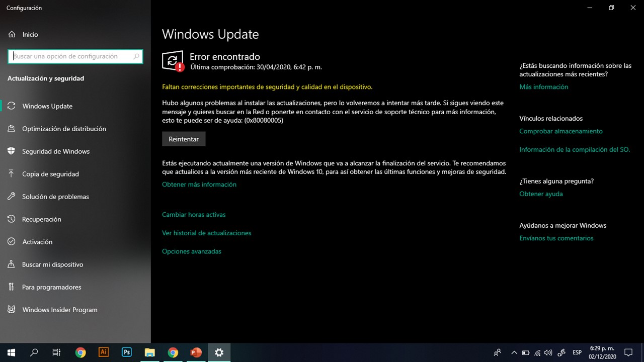 No Puedo Actualizar Windows 10 Desde Mayo 2020 Además Windows Update Microsoft Community 9624