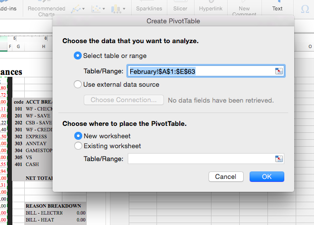 excel for mac multiple sheet pivot t