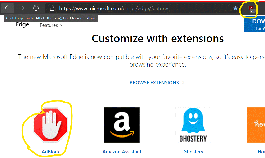 Thirty Sense of guilt Historian new EDGE: Adblock extensions. Available to download, but should we -  Microsoft Community