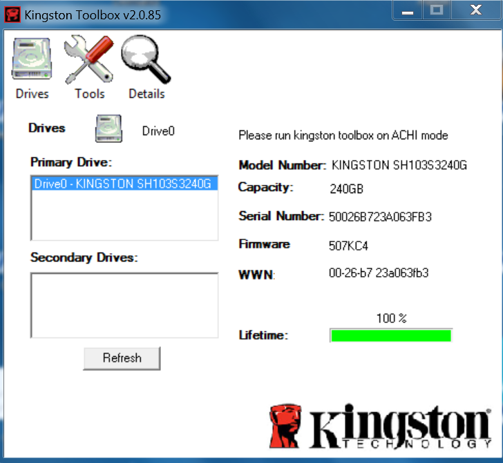 Array af Sjældent elev Kingston SSD not registering as SATA Windows 7 - Microsoft Community