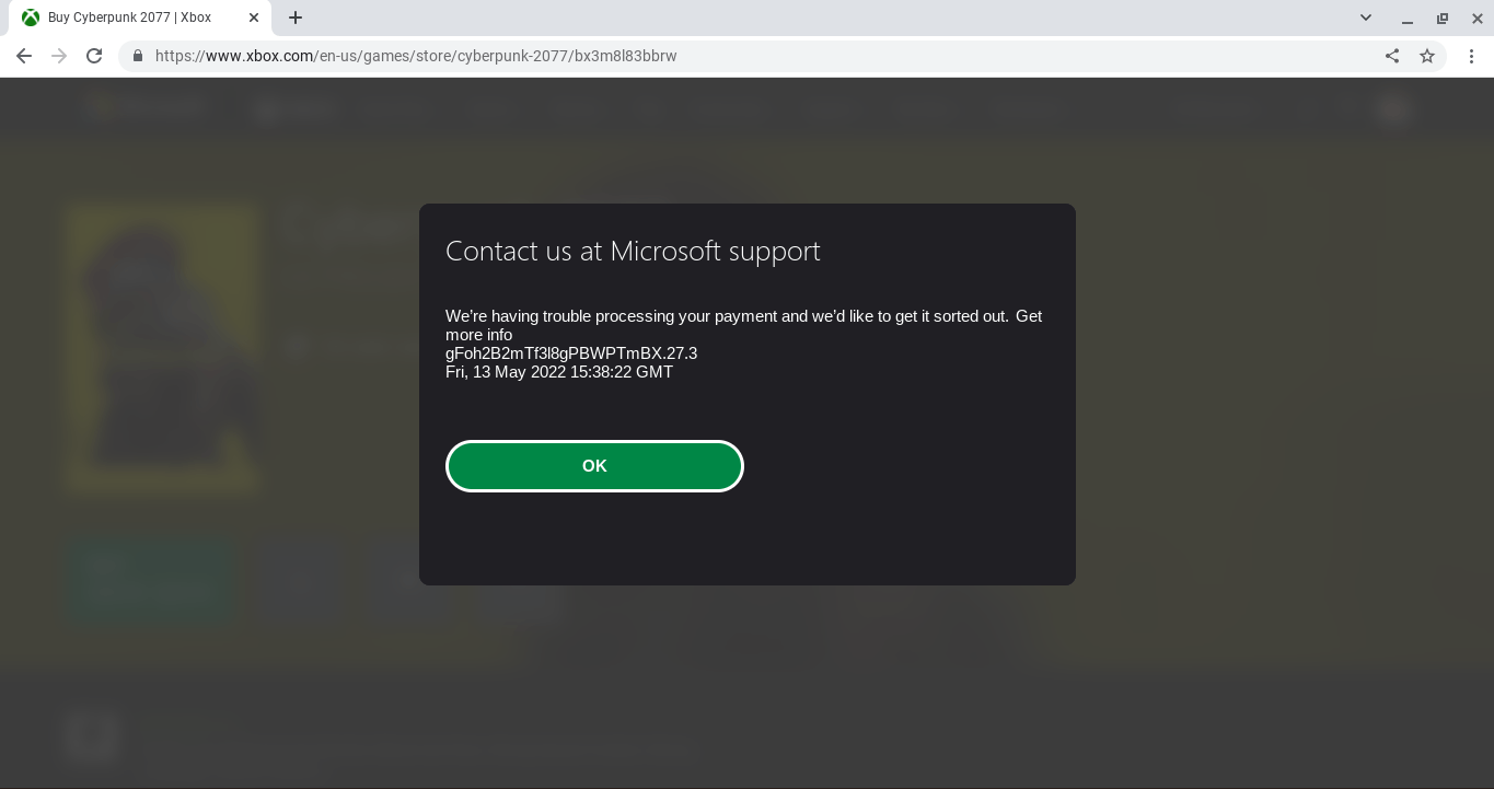 Contact us at Microsoft support (Xbox Payment Error) - Microsoft