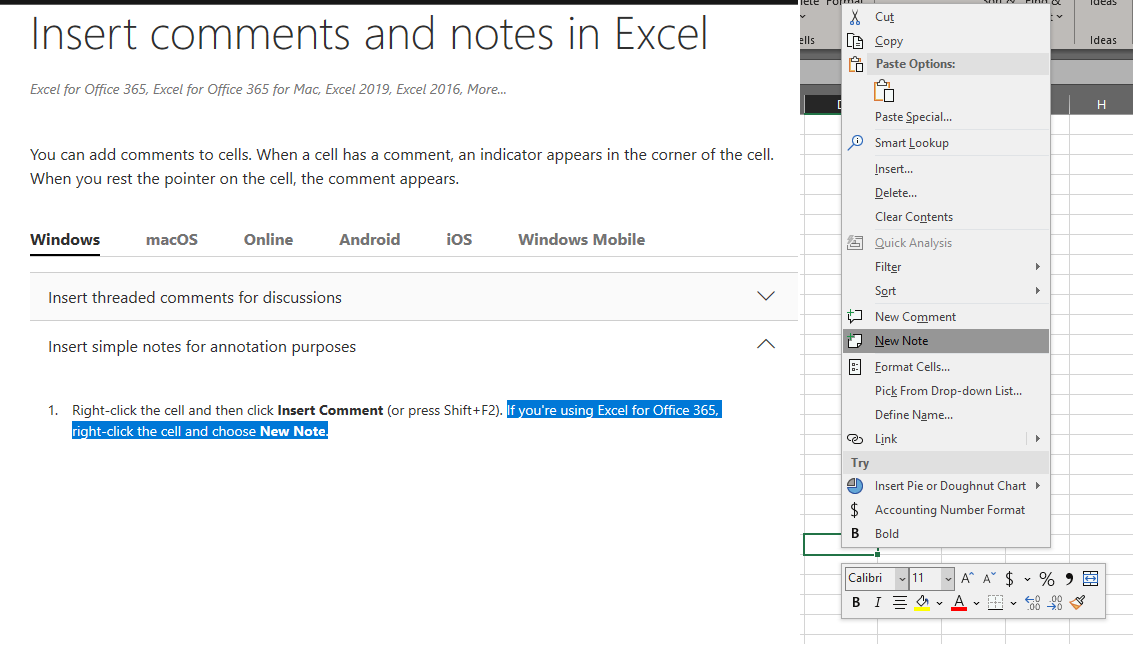 Adding Notes In Ms Excel 2016 Microsoft Community