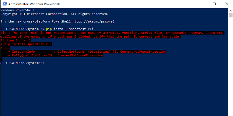 Error while running PIP command on powershell - Microsoft Community